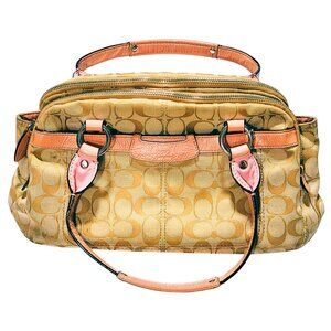 Coach Purse - Penelope Signature Jacquard - Pink, Beige & Gold